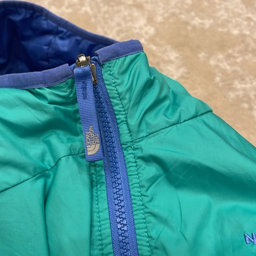 The North Face Girls Youth Jacket M 10/12 Reversible Quilted Hooded Full Zip